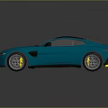 Modern Blue Sports Car Featuring Yellow Stripe And Black Roof Design