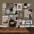 Accent Chair In Cozy Living Room With Framed Artworks Rug And Decorative Vase