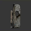 Ancient Clay Building Structure With Broken Sections And Blue Stains On Reflective Base 3d model