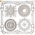 Ornate Carved Decorative Design Elements With Intricate Circular Patterns And Details