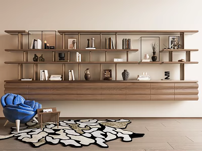 Retro Middle Ancient Study Middle Style Study Desk Solid Wood Bookshelf Cabinet Book Hanging Cabinet Side Cabinet Book Shelf Middle Style Carpet Petal Single Chair 3d model