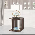 Elegant Side Table With Globe Table Lamp Stacked Books And Tile Wall Background 3d model