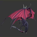 3D Fantasy Dragon Model With Dark Blue Body Pink Wings And Horns