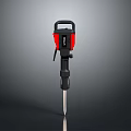Red And Black Electric Jackhammer With Handle And Metal Chisel Bit For Construction