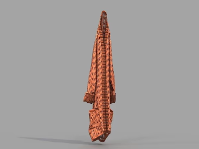 Traditional Decorative Orange Robe With Intricate Black Patterns Hanging Apparel Design 3d model
