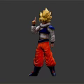 Golden Haired Super Saiyan Character In Orange Pants And Blue Outfit As Mythical Creature