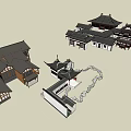 Traditional Ancient Architecture Design With Classic Roofs Courtyard Layout And Structural Details