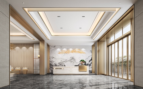 New Chinese-style Sales Department Shapan District Reception Area 3d model