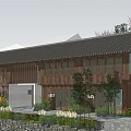 Traditional Wooden Homestay Architecture With Tile Roof Cherry Blossom Trees And Stone Steps