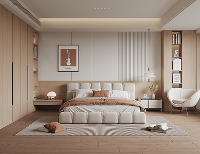 Modern Bedroom Cream Bedroom 3d model