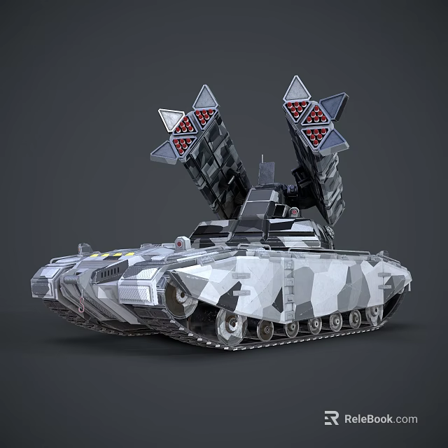 Military Weapon Tank With Missile Launchers Camouflage Tracks And 3D Model Design 3d model 