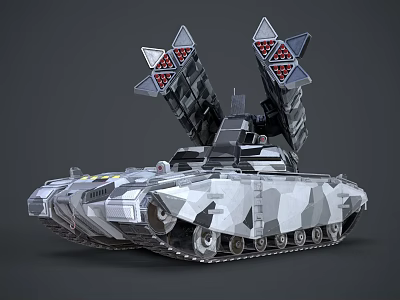 Military Weapon Tank With Missile Launchers Camouflage Tracks And 3D Model Design 3d model