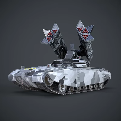 Military Weapon Tank With Missile Launchers Camouflage Tracks And 3D Model Design 3d model