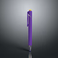 Practical Purple Writing Pen With Orange Cap Hanging Loop For Daily Stationery Use