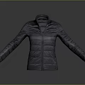 Gray Quilted Puffer Jacket With Stand Collar And Zipper Closure For Casual Wear