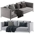 Grey Modern Two-Seater Sofa With Checkered And Solid Pillows And Cozy Blanket 3d model