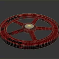 Automotive Parts Red Spoke Wheel With Central Hub And Durable Construction