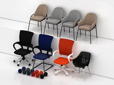 Leisure Chairs In Multiple Colors And Different Styles Displayed On White Background 3d model