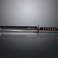 Traditional Samurai Sword With Polished Silver Blade And Wooden Handle Gold Accents