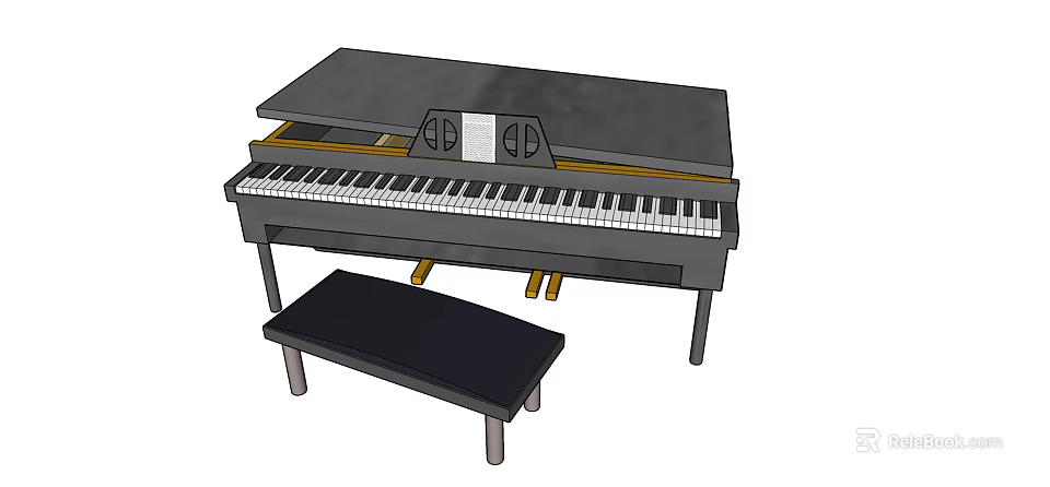 Quality Musical Instruments and Art Supplies Including Piano and Bench 3d model 