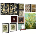 Collection of Assorted Framed Landscape Paintings with Natural Elements and Floral Designs