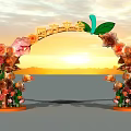 Elegant Event Gateway with Floral Arch Decorations and Warm Toned Flowers