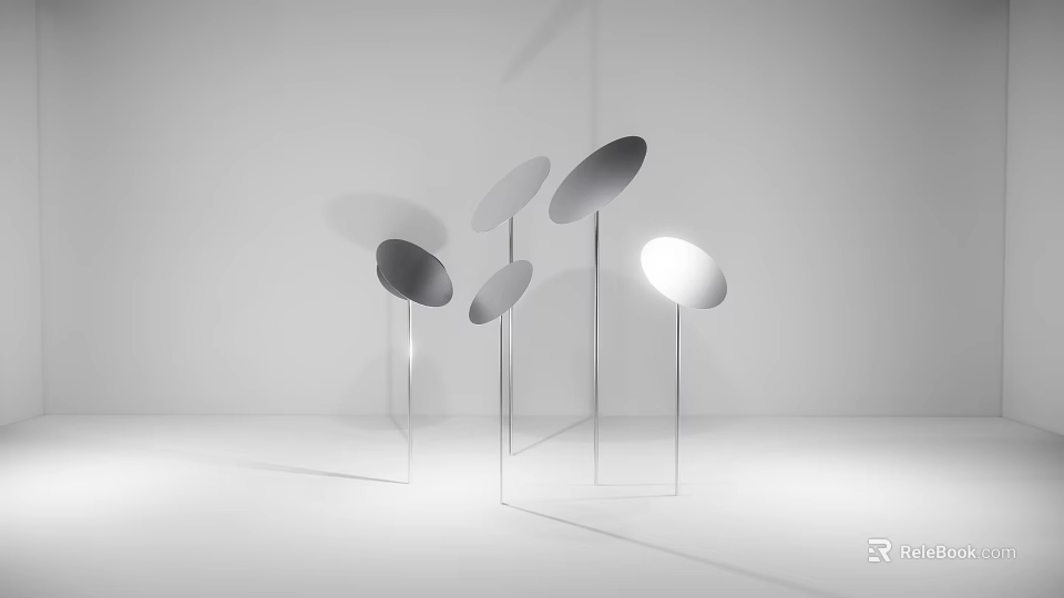 Commercial Equipment with Metal Stands and Round Reflective Panels for 3d model 