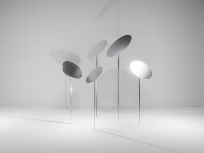 Commercial Equipment with Metal Stands and Round Reflective Panels for 3d model