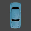 Blue Vintage Car With Classic Design Rounded Body And White Wall Tires