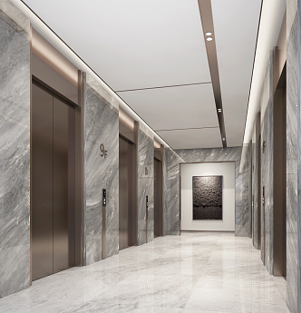 modern elevator hall 3d model