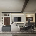 Hotel Room With Modern Minimalist Design Large Bed Sofa TV Wooden Decor And Area Rug