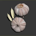 Fresh Pink and White Garlic Bulbs with Green Leaves on Dark Background Natural Texture