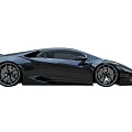 Black Sports Car with Sleek Aerodynamic Body Large Alloy Wheels Rear Spoiler and Modern Design