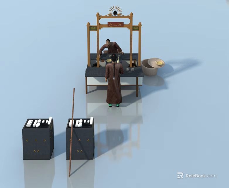 Swing Door Cabinets In Traditional Style With White Text And Operating Figures 3d model 