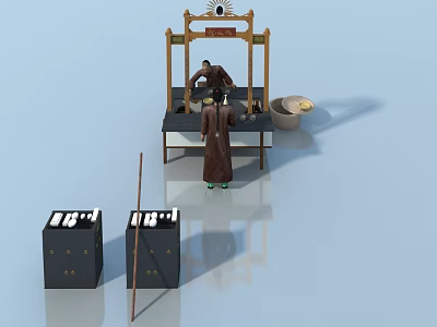 Swing Door Cabinets In Traditional Style With White Text And Operating Figures 3d model
