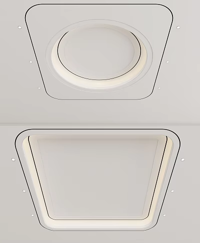 Modern Ceiling With Geometric Shapes And Integrated Lighting 3d model