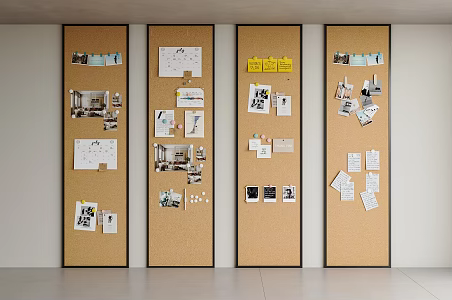 Modern Photo Wall Cork Board Notes Wall Notes Wall Decorations Photo Wall Decorative Board 3d model