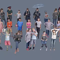 Group of People in Various Poses With Different Clothing and Diverse Activities