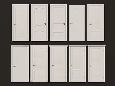 White Interior Hinged Doors With Various Panel Designs And Styles 3d model