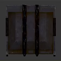 Dark Colored Industrial Metal Crate With Yellow Markings Number 27 And Handles