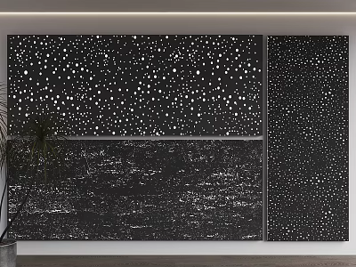 Starry Black Background Wall With White Dots And Textured Bottom Design 3d model