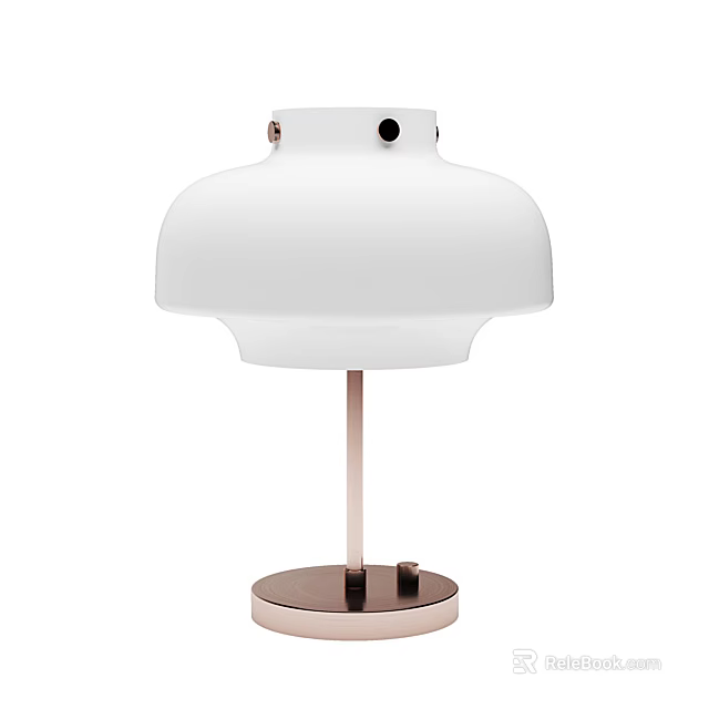 Modern Minimalist Table Lamp With White Lampshade And Metal Base Design 3d model 