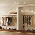 Modern Clothing Store Interior With Mannequin Hanging Clothes Shoes Display And Decorative Plant