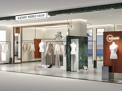 Elegant Korean Clothing Store Interior With Window Displays And Mannequins 3d model