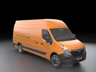 Orange Cargo Van With Sleek Exterior Design Black Windows And Modern Style 3d model