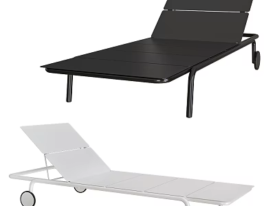 Sleek Modern Lounge Chair With Adjustable Backrest Black White Metal Frame And Wheels 3d model