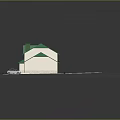 Single Family House Exterior Design Green Roof Beige Walls Steps Garage Car Lawn Path
