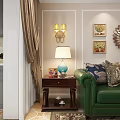 Modern Dining and Living Room Interior with Ceiling Fan Light Wall Art and Dining Table