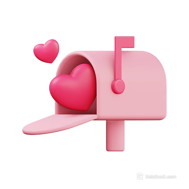 Adorable Pink Decorative Ornament Set with Mailbox Hearts and Music Note Accent 3d model 
