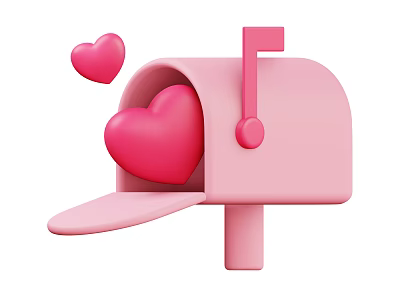 Adorable Pink Decorative Ornament Set with Mailbox Hearts and Music Note Accent 3d model